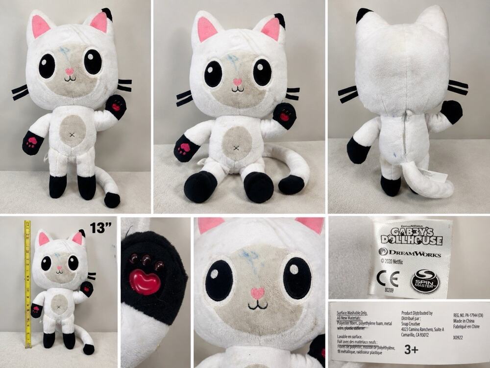 Gabby’s Dollhouse Talking Pandy Paws 13” Plush Spin Master 2020 White Cat